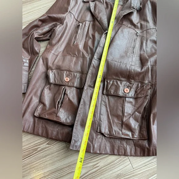Vintage 1970’s Johnnie Owen’s Men’s Brown Leather Jacket - Genuine Leather - Picture 12 of 13